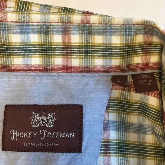 HICKEY Freeman Men's Button Up Lightweight Plaid Collared Dress Shirt Size L - Picture 6 of 6